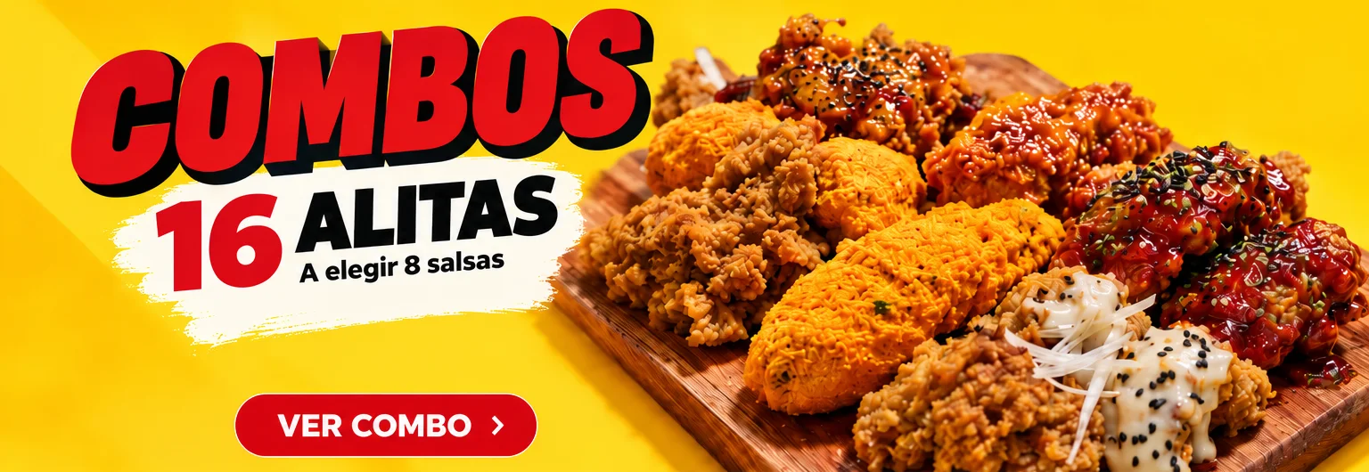 Combos: 16 alitas, a elegir 8 salsas