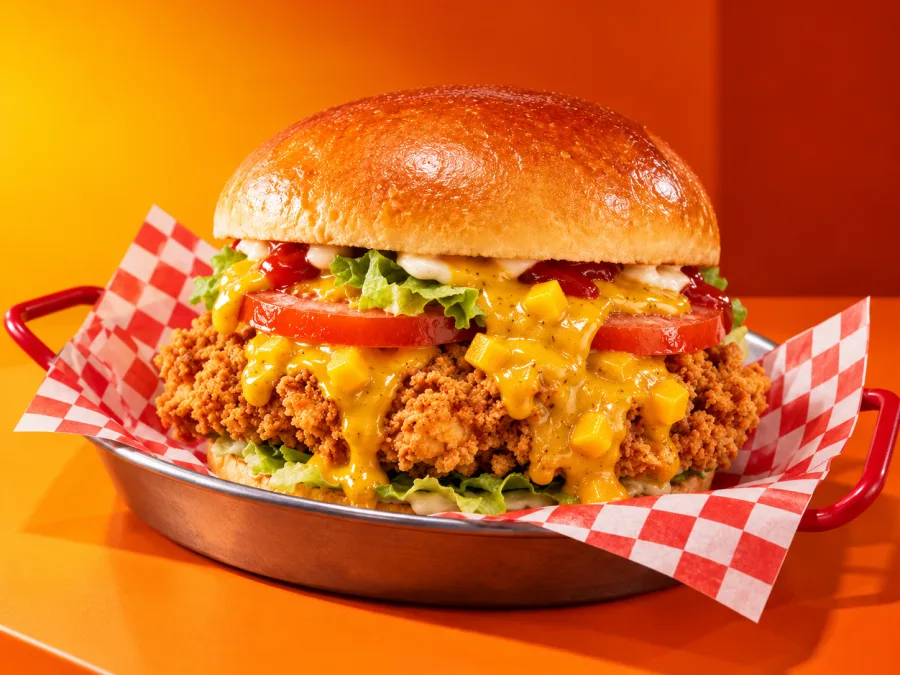 Burger Curry y Mango de pollo coreano frito